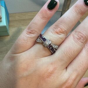 Elegant Silver and Purple Women's Ring